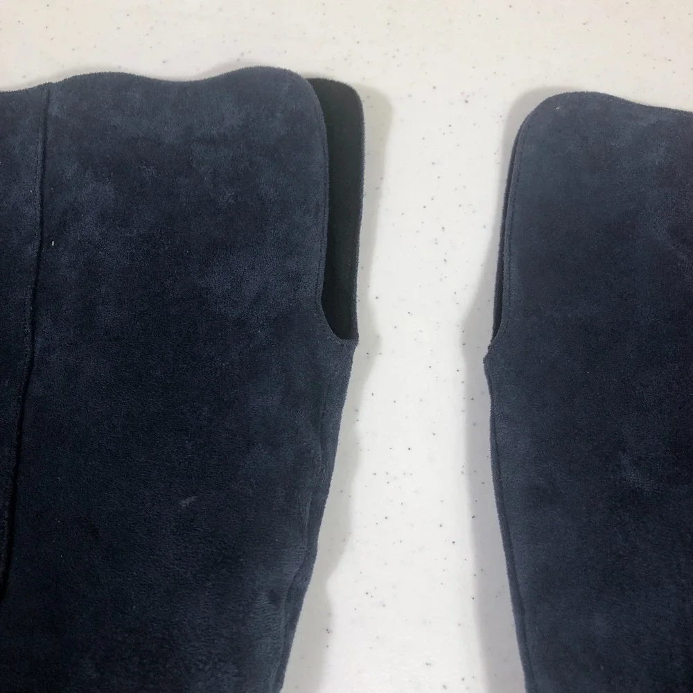 Whimsigoth 90s Knee High‎ Boots Size 8.5M Blue Faux Suede Dark Romantic Holiday - Picture 5 of 11